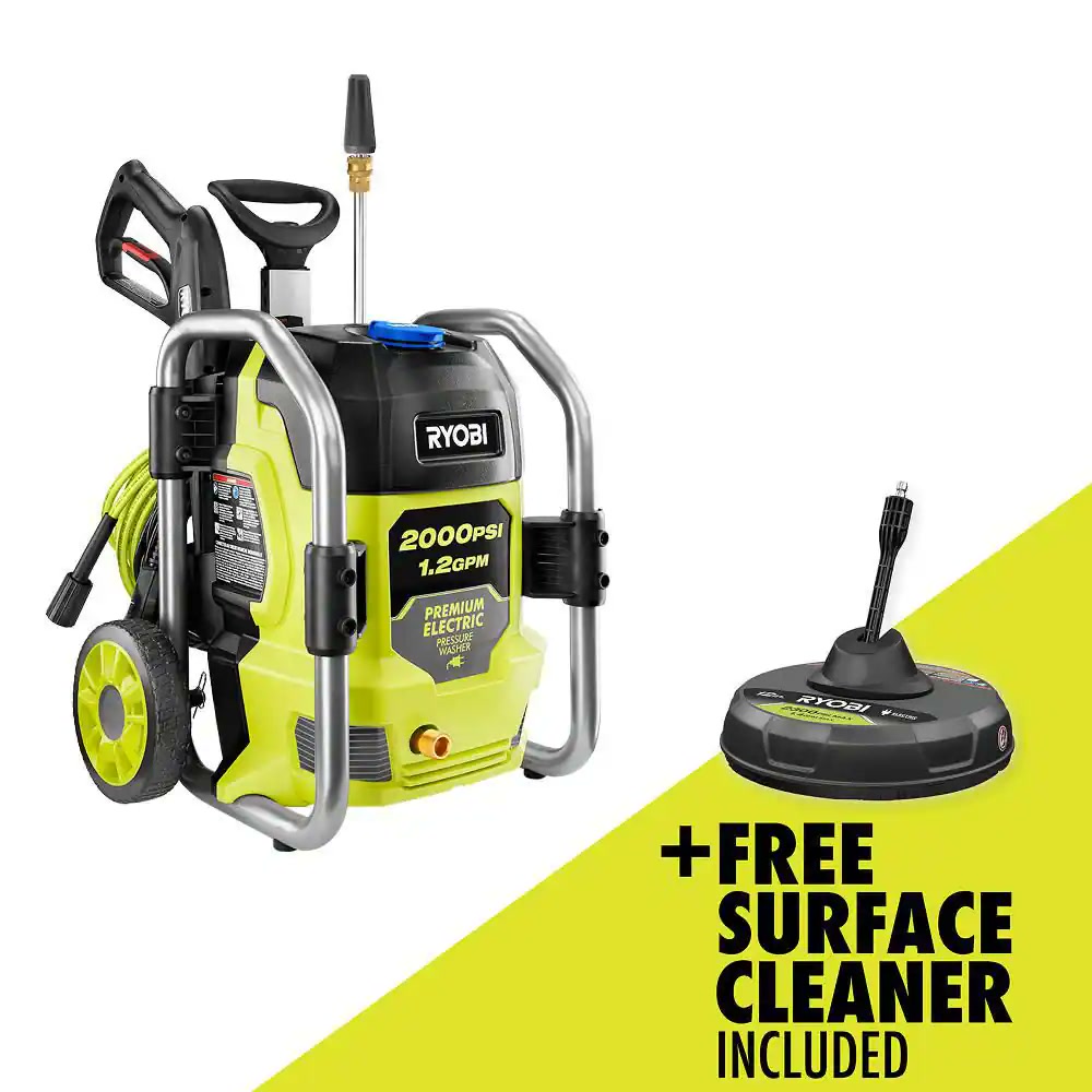 Ryobi 2000 PSI electric pressure washer with roll-cage frame