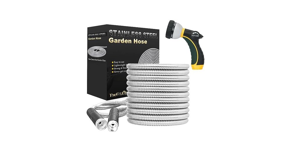 TheFitLife flexible metal garden hose, 50 feet, 304 stainless steel