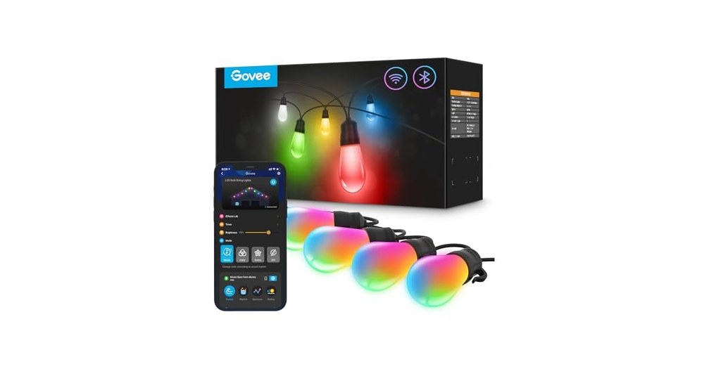 Govee H7016 smart outdoor string lights with retail box and app