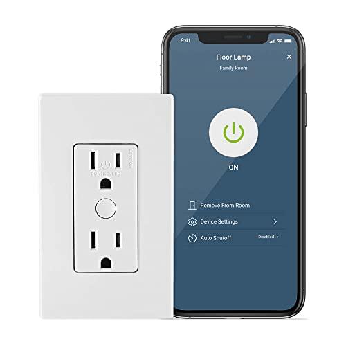 Leviton D215R-2RW Decora Smart Wi-Fi in-wall outlet