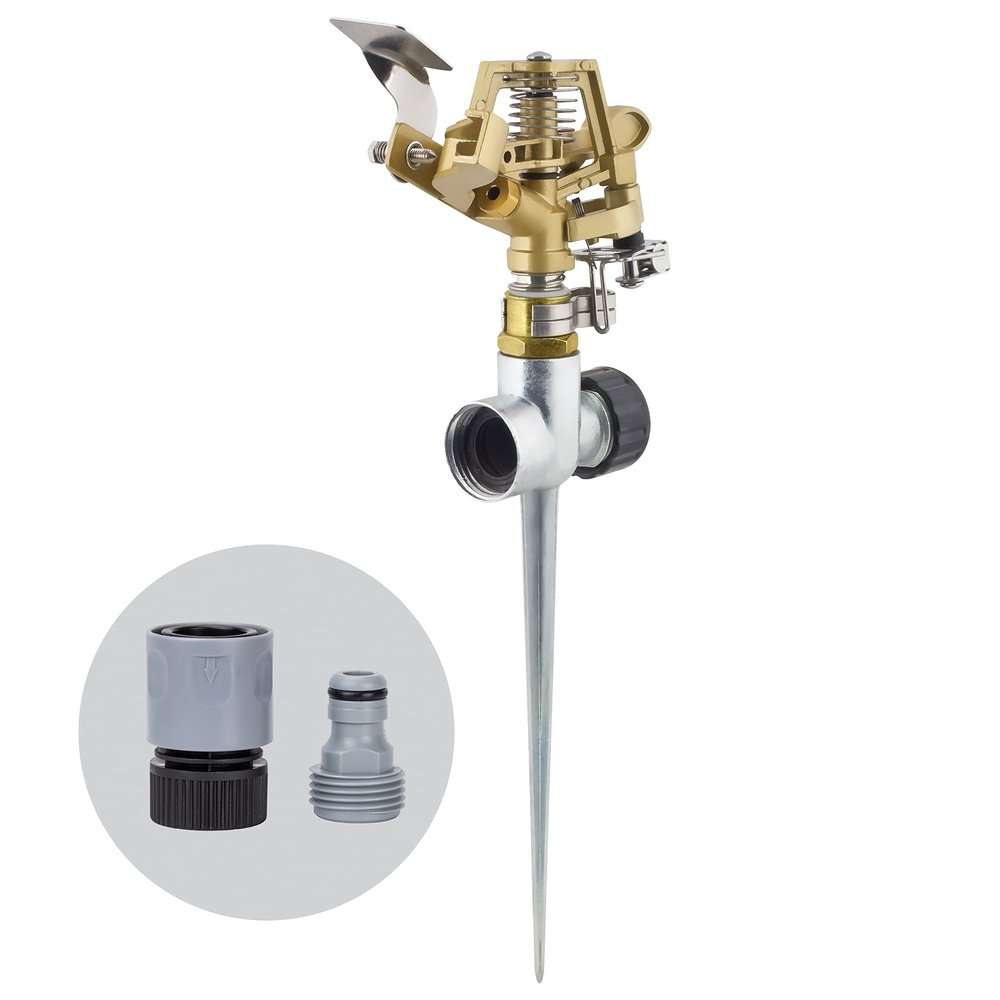 Melnor 65052-AMZ pulsating sprinkler on metal spike