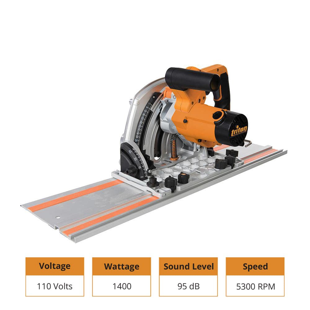 Triton TTS1400 1400W plunge track saw on guide track