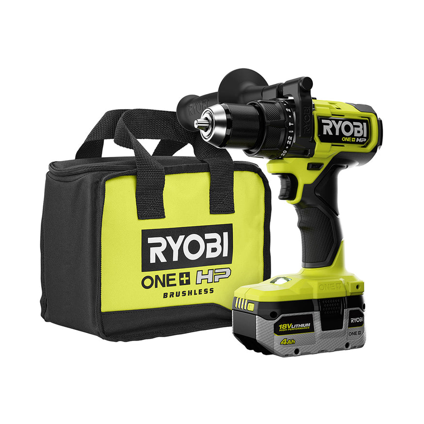 Ryobi ONE+ HP 18V brushless 1/2-inch drill/driver kit with battery and bag