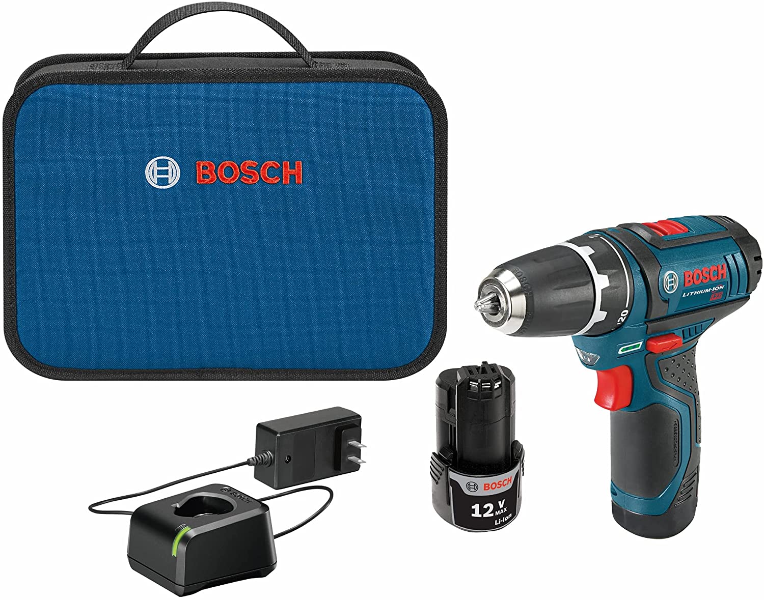 Bosch PS31-2A 12V MAX 3/8-inch drill/driver kit with batteries, charger and case
